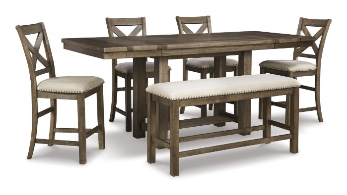 Picture of Moriville Counter Height Dining Table, 4 Stools & Bench