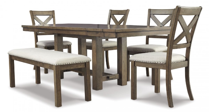 Picture of Moriville Dining Table, 4 Chairs & Bench