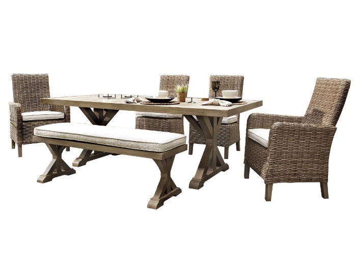 Picture of Beachcroft Outdoor Dining Table, 4 Chairs & Bench