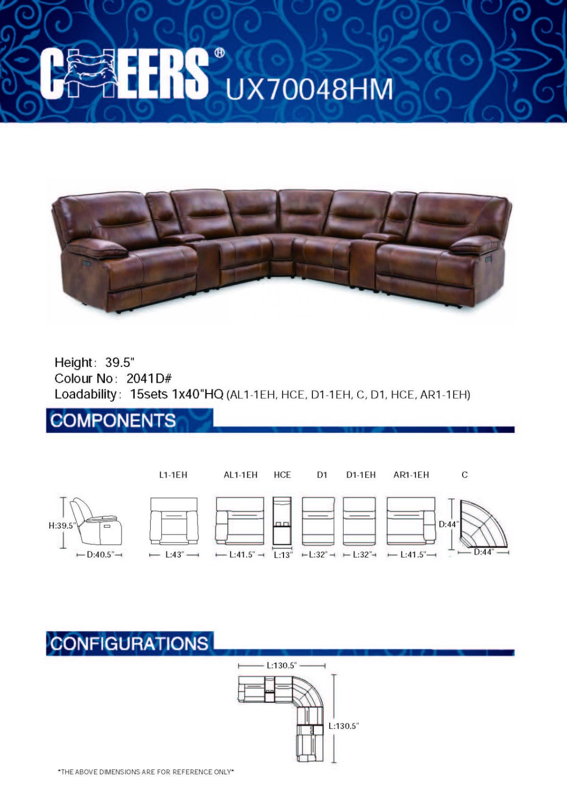 Cheers Man Wah Power Reclining Sectional