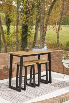 Picture of Town Wood Outdoor Dining Table & 2 Stools