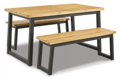 Picture of Town Wood Outdoor Dining Table & 2 Benches