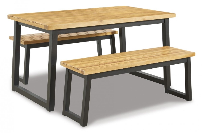 Picture of Town Wood Outdoor Dining Table & 2 Benches