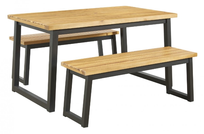 Picture of Town Wood Outdoor Dining Table & 2 Benches