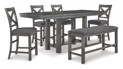 Picture of Myshanna Counter Height Dining Table, 4 Stools & Bench