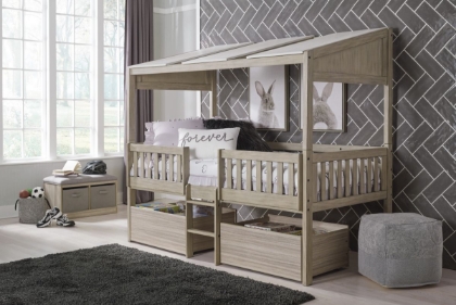 Picture of Ashley Wrenalyn Twin Loft Bed with Under Bed Bin Storage, Two-Tone