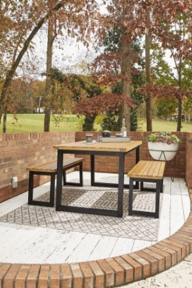 Picture of Town Wood Outdoor Dining Table & 2 Benches