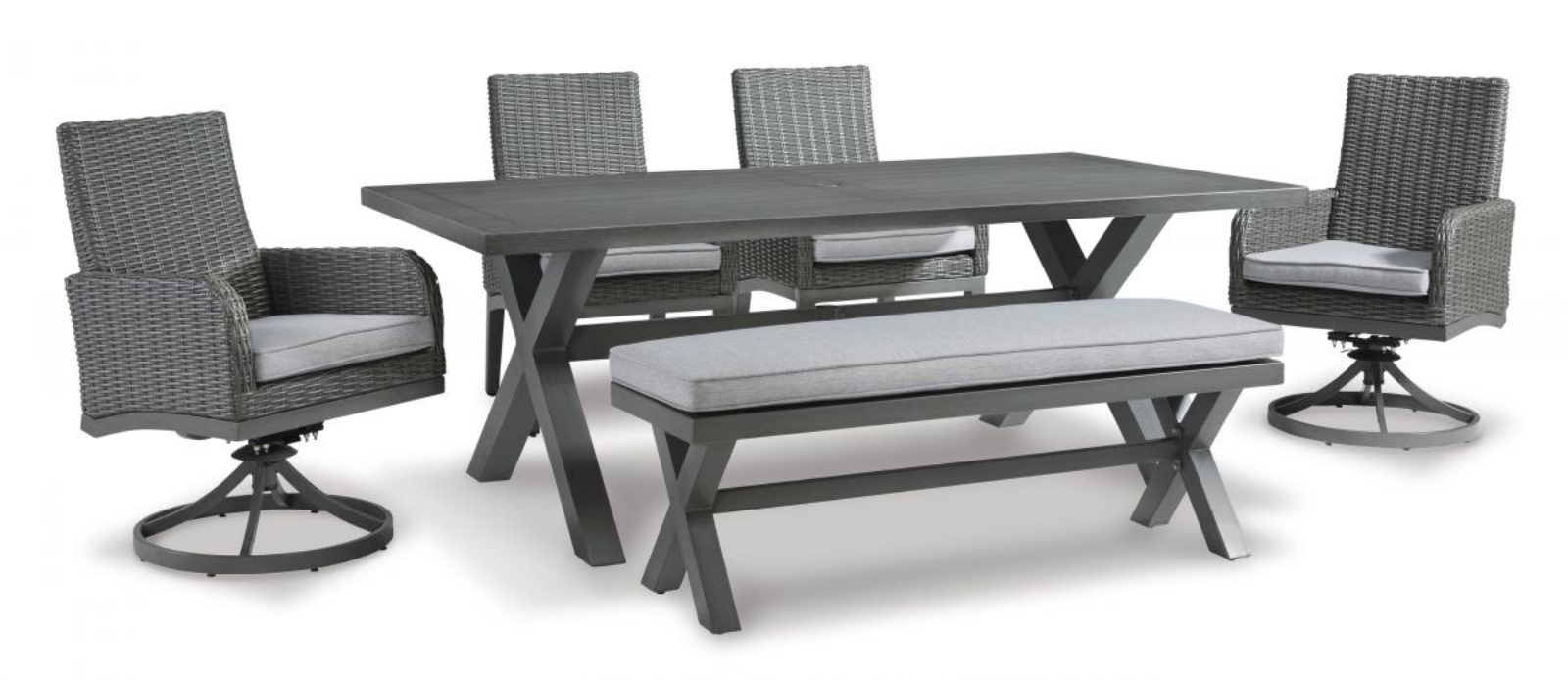 Picture of Elite Park Outdoor Dining Table, 4 Chairs & Bench