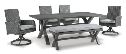 Picture of Elite Park Outdoor Dining Table, 4 Chairs & Bench