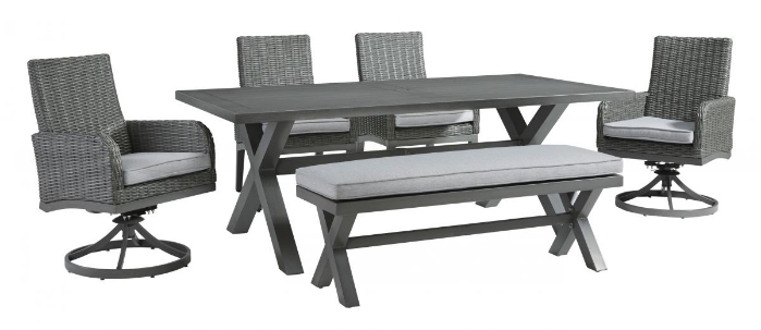 Picture of Elite Park Outdoor Dining Table, 4 Chairs & Bench