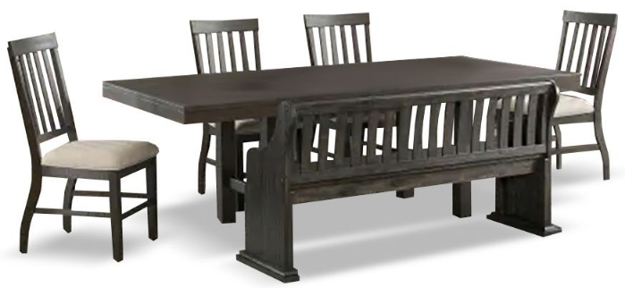 Picture of Stone Dining Table, 4 Chairs & Bench