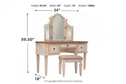 Picture of Realyn Mirrored Vanity with Stool