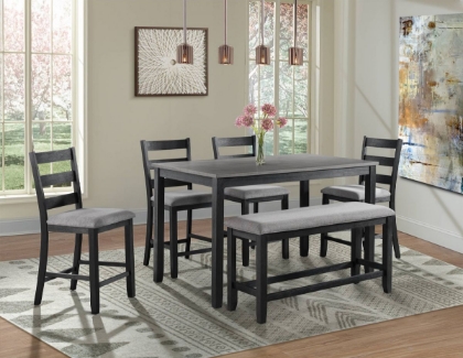 Picture of Martin Pub Height Dining Table, 4 Stools & Bench
