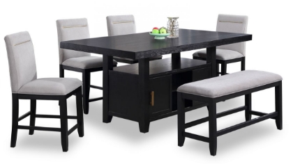 Picture of Yves Counter Height Dining Table, 4 Stools & Bench