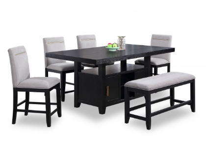 Picture of Yves Counter Height Dining Table, 4 Stools & Bench