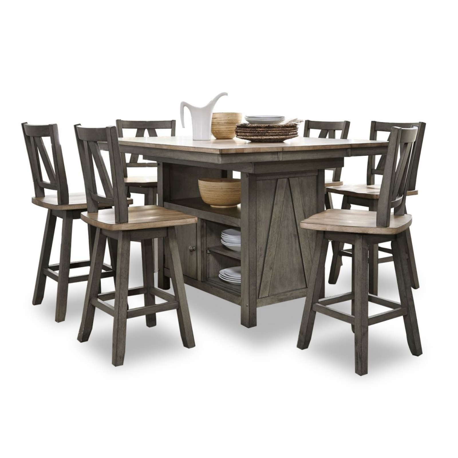 Picture of Lindsey Farm Kitchen Island & 6 Stools