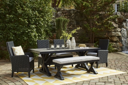 Picture of Beachcroft Outdoor Dining Table, 4 Chairs & Bench