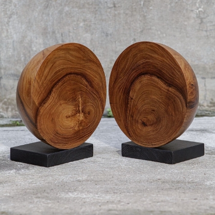 Picture of Teak and Noir Bookends Set